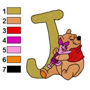 Winnie the Pooh Alphabet J Embroidery Design